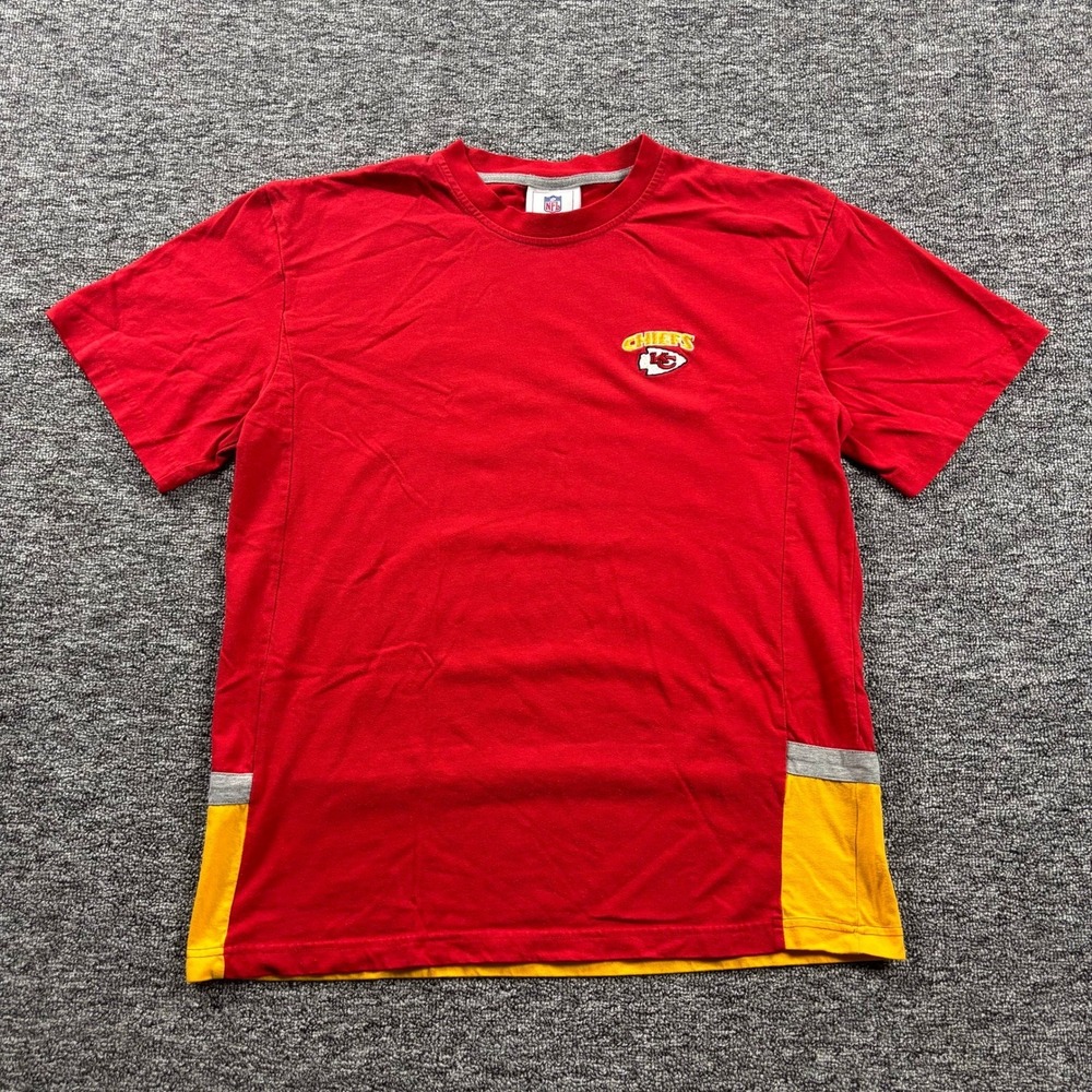 Kansas City Chiefs NFL Embroidered Colorblock T-Shirt Red Yellow Large L